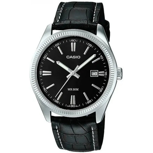 Casio MTP-1302PL-1A férfi karóra, bőrszíj, dátumkijelző, WR50