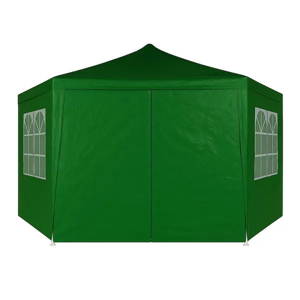 Kerti pavilon sátor 2×2×2 m, 6 oldalfal ablakokkal, zöld