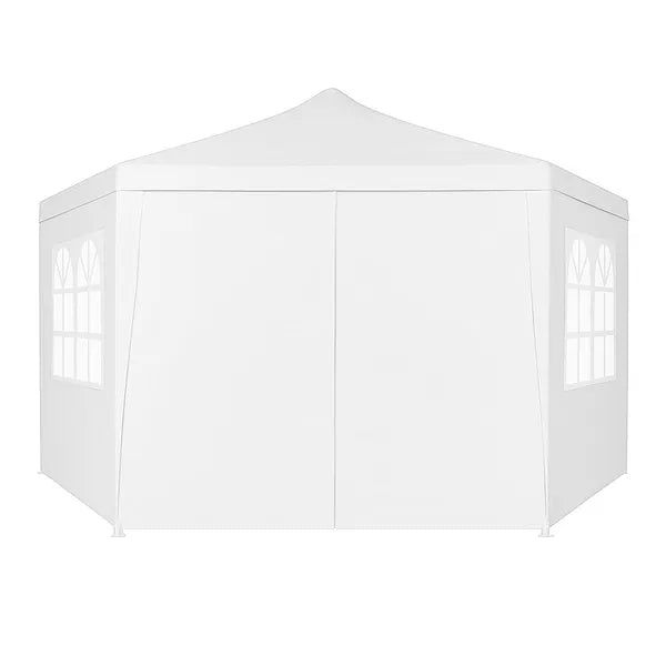 Kerti pavilon sátor, fehér, 2×2×2 m, 6 oldalfal ablakokkal, rögzíthető vázzal