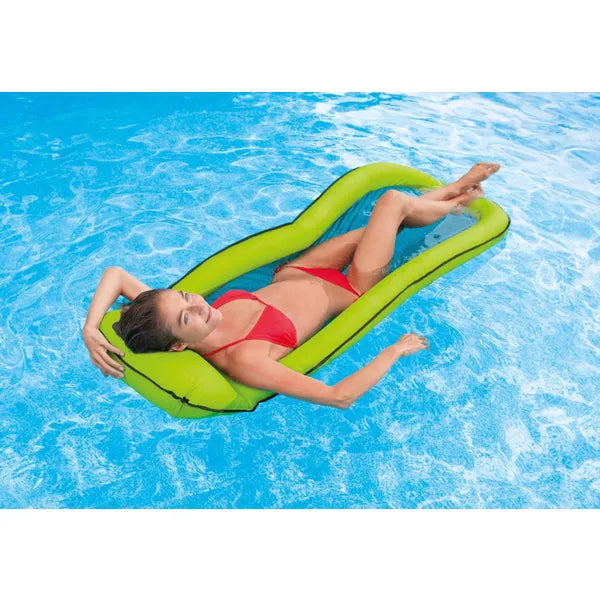 Intex zöld felfújható hálós strandmatrac, párnával, 94×178 cm