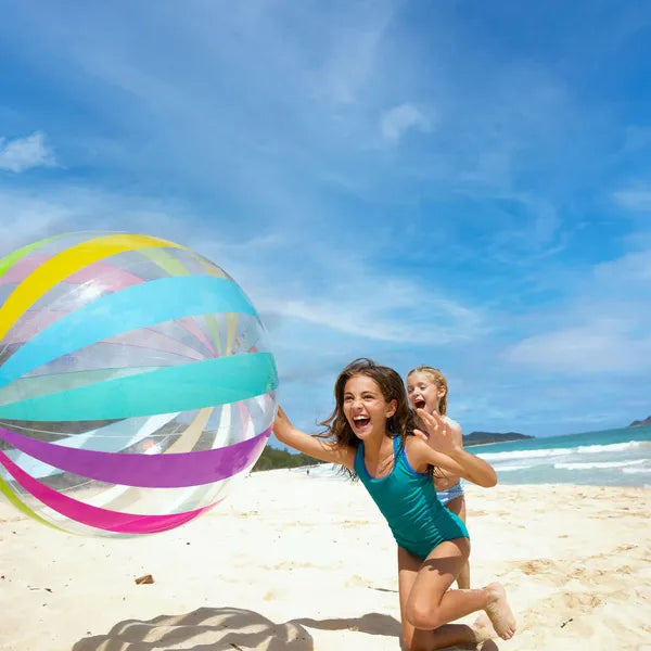 Intex felfújható óriás strandlabda, 107 cm, tartós PVC, szivárványos