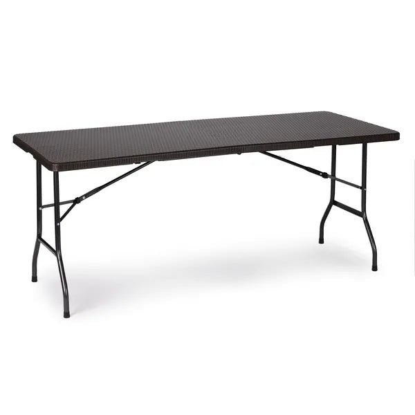 Összecsukható rattan mintás catering kerti bankett asztal, 180×74 cm HDPE