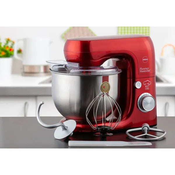 Planetáris konyhai robotgép 800 W, 5 l inox tál, 8 sebesség, piros