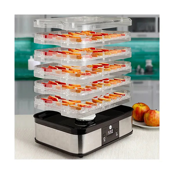 Eldom SG500 aszalógép, 5 tálca 30x23 cm, 40-70 °C, 48 h időzítő, 245 W