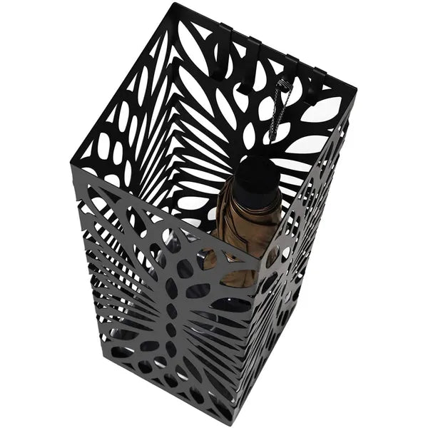 Modern fekete acél esernyőtartó 15,5×15,5×49 cm, csepegtetőtálcával