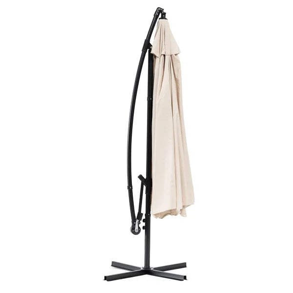 Beige oldalkaros kerti napernyő 3 m Ø, UV50+, acél váz, 6 borda