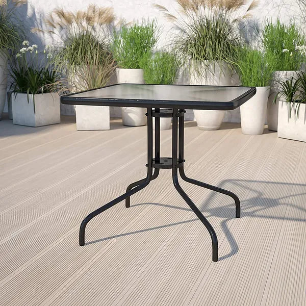 Multigarden üveg kerti asztal 80x80 cm, fekete