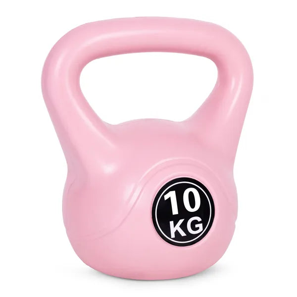 Rózsaszín ModernHome kettlebell 10 kg, műanyag borítás, ergonomikus markolat