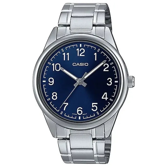 Casio MTP-V005D-2B4 férfi karóra, acél, 40 mm, WR30, kék