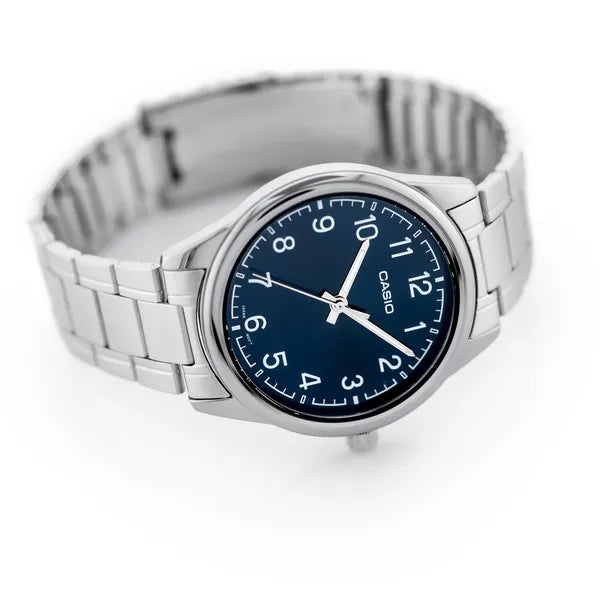 Casio MTP-V005D-2B4 férfi karóra, acél, 40 mm, WR30, kék