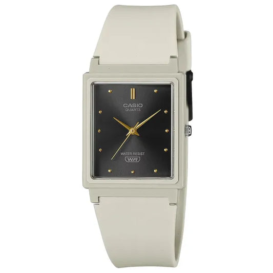 Casio MQ-38UC-8A női kvarc karóra, téglalap, bézs műanyag, WR30, díszdoboz
