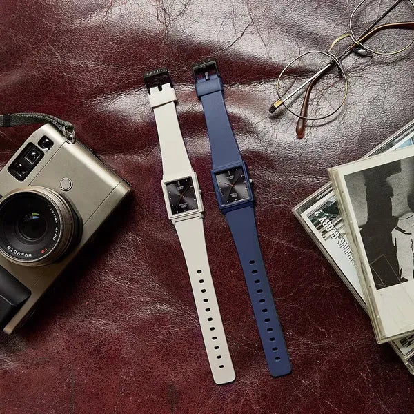 Casio MQ-38UC-8A női kvarc karóra, téglalap, bézs műanyag, WR30, díszdoboz