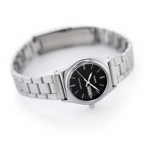 Casio LTP-V006D-1B2 női karóra, kvarc, acél, fekete számlap 25 mm