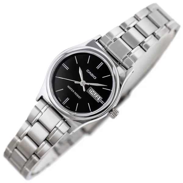 Casio LTP-V006D-1B2 női karóra, kvarc, acél, fekete számlap 25 mm