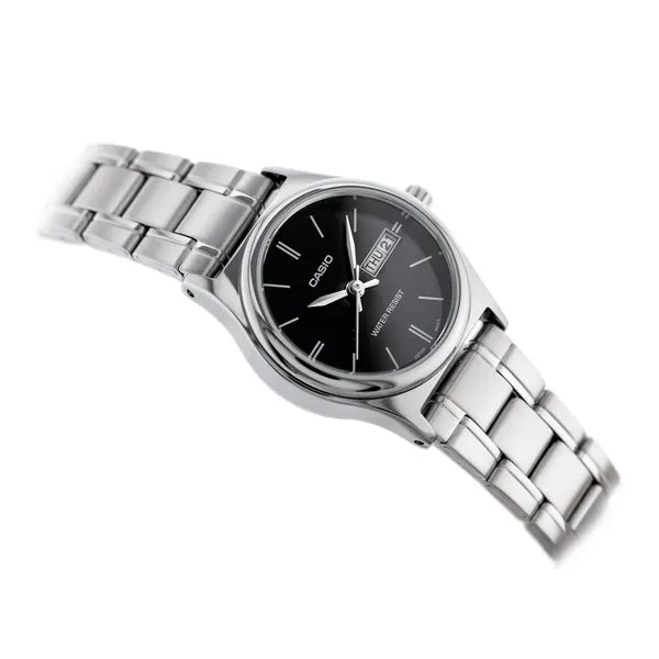 Casio LTP-V006D-1B2 női karóra, kvarc, acél, fekete számlap 25 mm