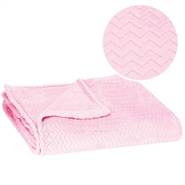Dombornyomott, kétoldalas pink poliészter pléd 130×180 cm