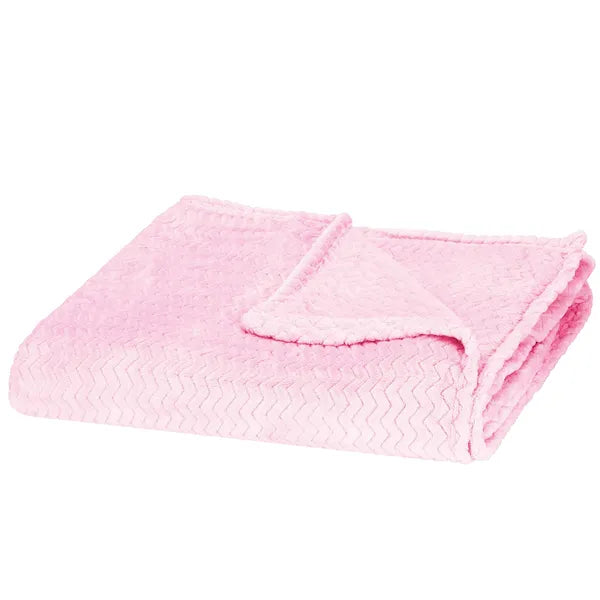 Dombornyomott, kétoldalas pink poliészter pléd 130×180 cm