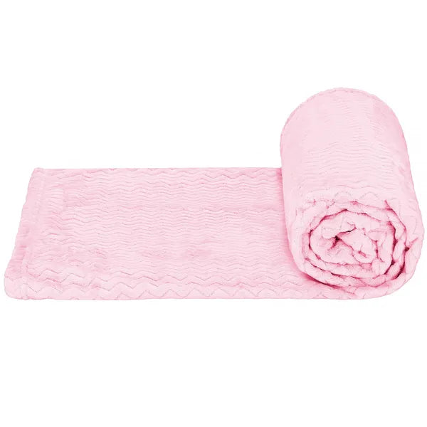 Dombornyomott, kétoldalas pink poliészter pléd 130×180 cm