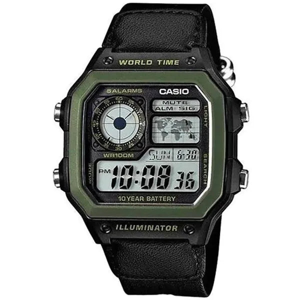 Casio AE-1200WHB-1B férfi digitális sportóra, WR100, 42 mm, műanyag szíj