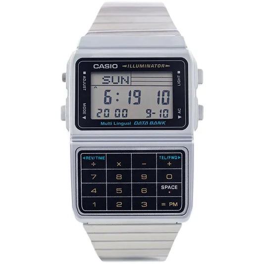 Casio Vintage Databank DBC-611-1D férfi digitális karóra ezüst WR30