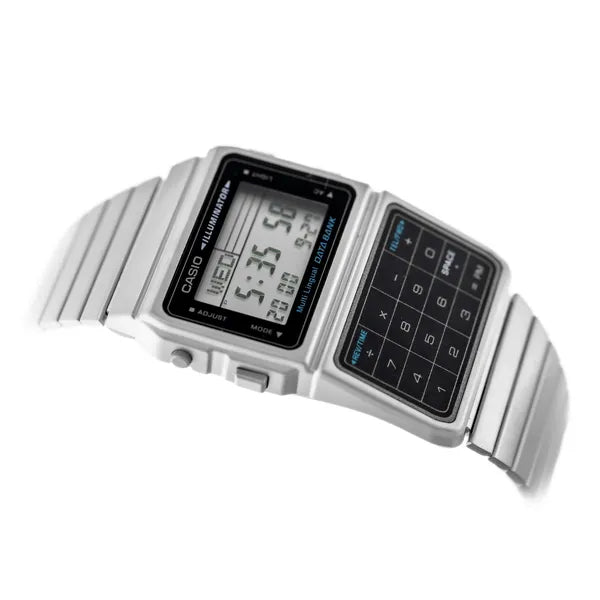 Casio Vintage Databank DBC-611-1D férfi digitális karóra ezüst WR30