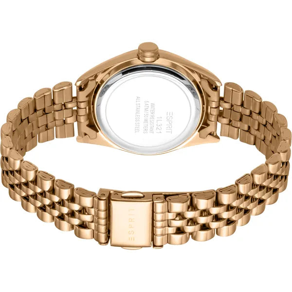 Esprit Gina női karóra, rozéarany acél, 31 mm, dátumkijelző, 5 ATM