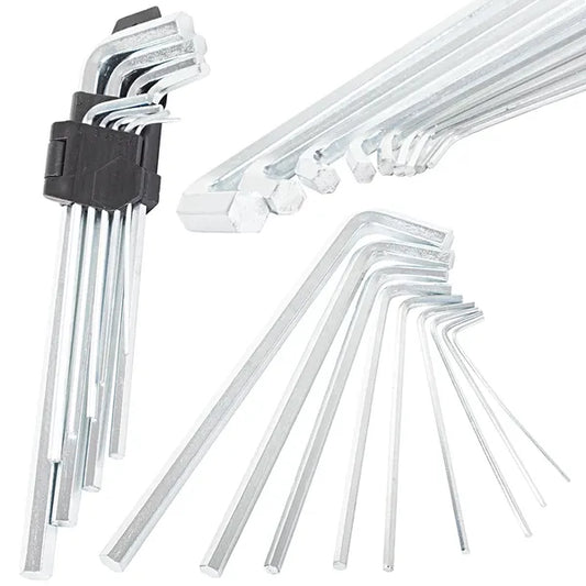 Króm-vanádium imbuszkulcs készlet, 9 darab, 1,5–10 mm, műanyag tartó