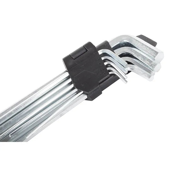 Króm-vanádium imbuszkulcs készlet, 9 darab, 1,5–10 mm, műanyag tartó