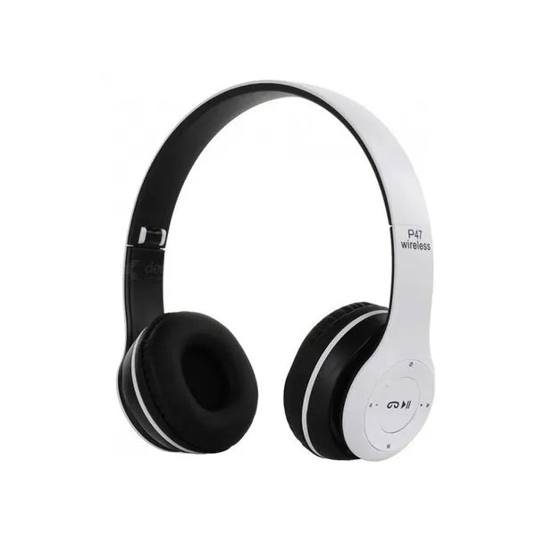 Bluetooth 4.2, FM rádiós, SD kártyás P47 vezeték nélküli fejhallgató – fehér