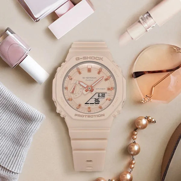 Női Casio G-Shock GMA-S2100-4AER sportóra, kvarc, rózsaszín, WR200