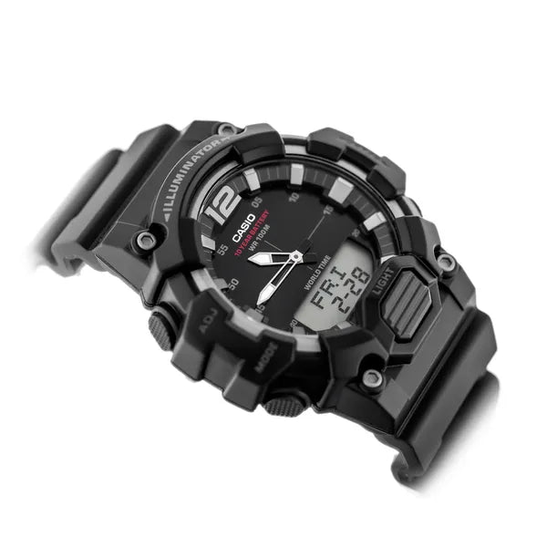 Casio HDC-700-1A férfi analóg-digitális sportóra, 48 mm, WR100, fekete