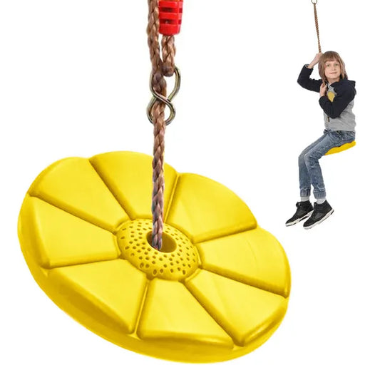 Gyermek kerti virág alakú körlap hinta, sárga, Ø27 cm, 75 kg