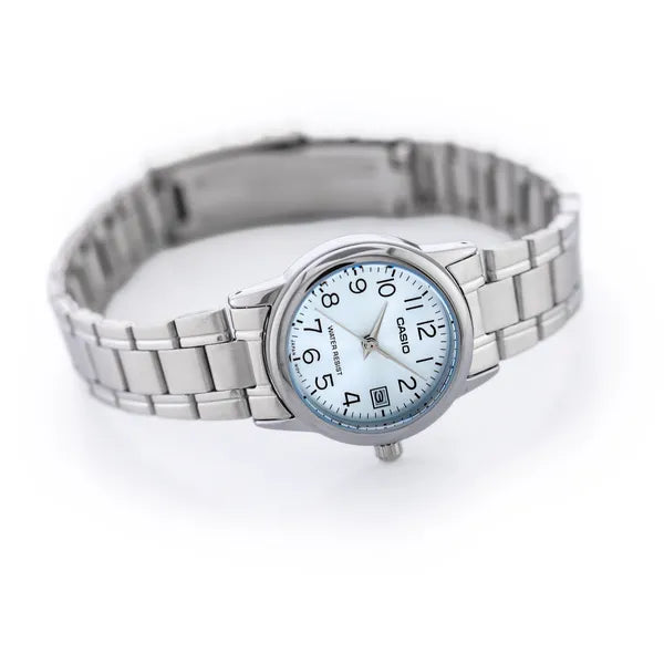 Casio Collection női karóra, rozsdamentes acél, türkiz számlap, WR30