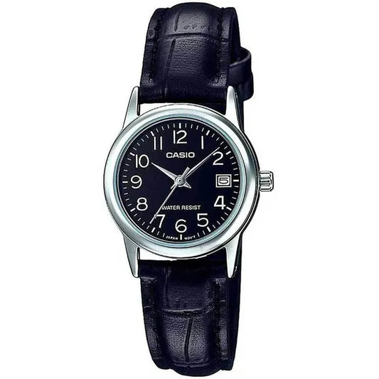 Casio LTP-V002L-1B női karóra, bőr szíj, ezüst tok, WR30