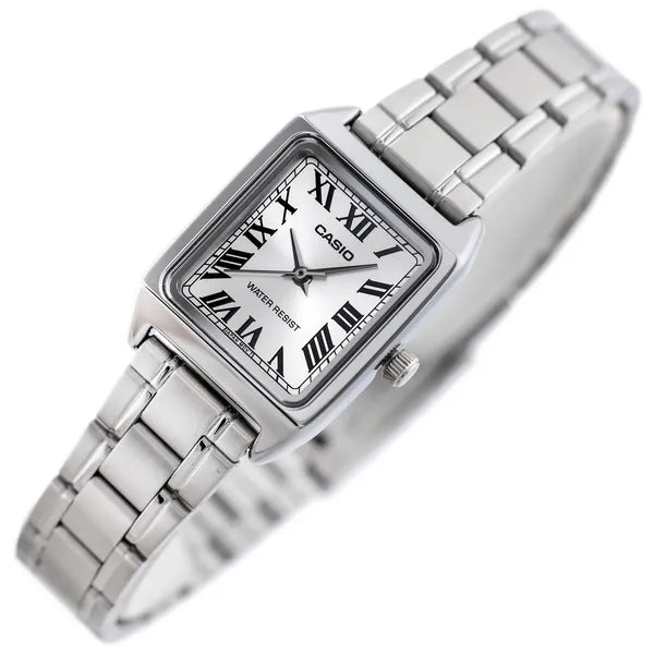 Casio LTP-V007D-7B női karóra, ezüst rozsdamentes acél, téglalap, kvarc, WR30