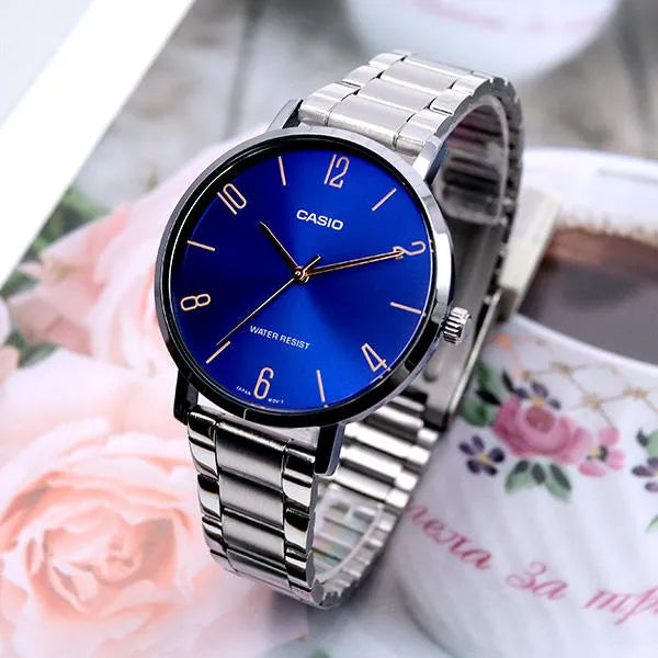 Casio LTP-VT01D-2B2 női karóra, acél szíj, kék számlap, quartz