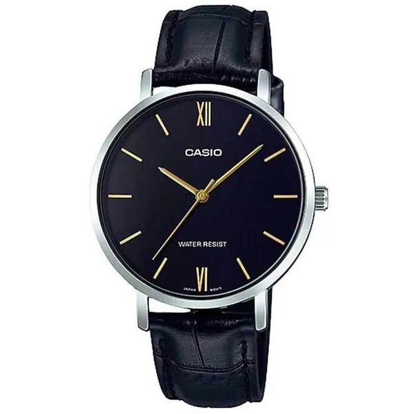 Casio női karóra LTP-VT01L-1B, fekete számlap, bőr szíj, WR30
