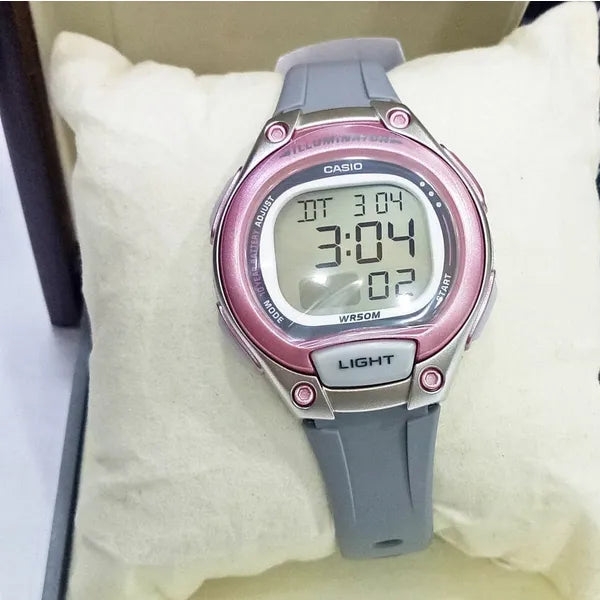 Casio LW-203-8A női digitális karóra, szürke műanyag szíj, WR50