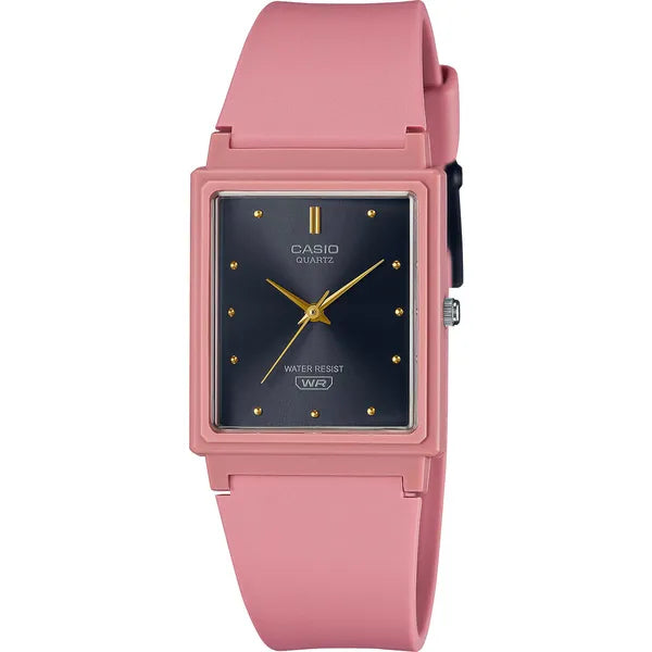 Casio női kvarc karóra, téglalap tok, rózsaszín műanyag, WR30