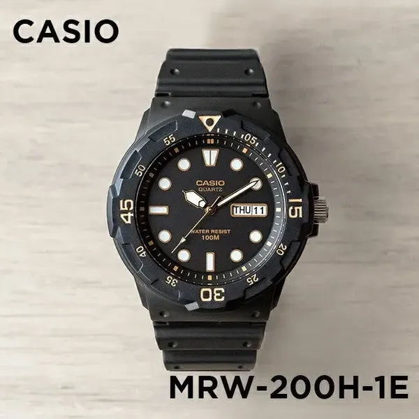 Férfi karóra Casio MRW-200H-1E fekete WR100 kvarc díszdobozzal