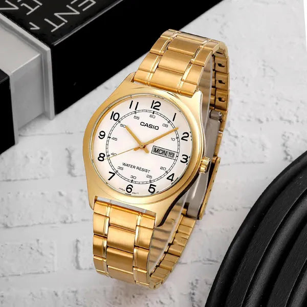 Casio MTP-V006G-7B férfi karóra, arany nemesacél, 38 mm, dátumkijelző