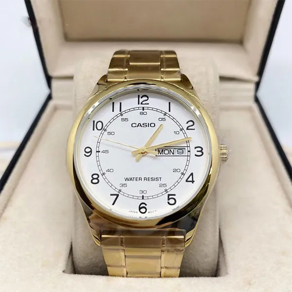 Casio MTP-V006G-7B férfi karóra, arany nemesacél, 38 mm, dátumkijelző