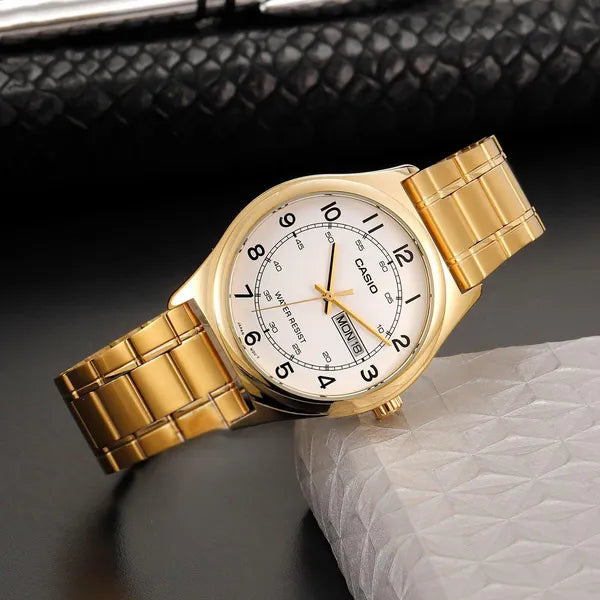 Casio MTP-V006G-7B férfi karóra, arany nemesacél, 38 mm, dátumkijelző