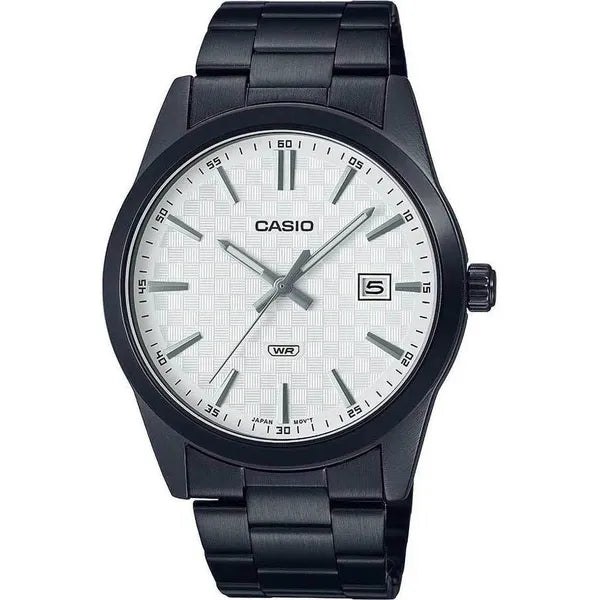 Casio MTP-VD03B-7A férfi karóra, 42 mm, fekete acél, dátum, WR50