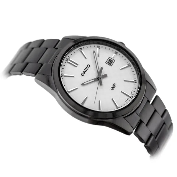 Casio MTP-VD03B-7A férfi karóra, 42 mm, fekete acél, dátum, WR50