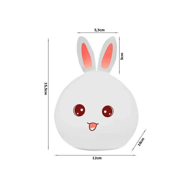 LED szilikon nyuszis éjszakai fény gyerekeknek, érintésvezérlés, RGB, USB