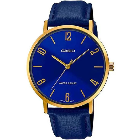 Casio MTP-VT01GL-2B2 férfi karóra, arany tok, kék bőrszíj