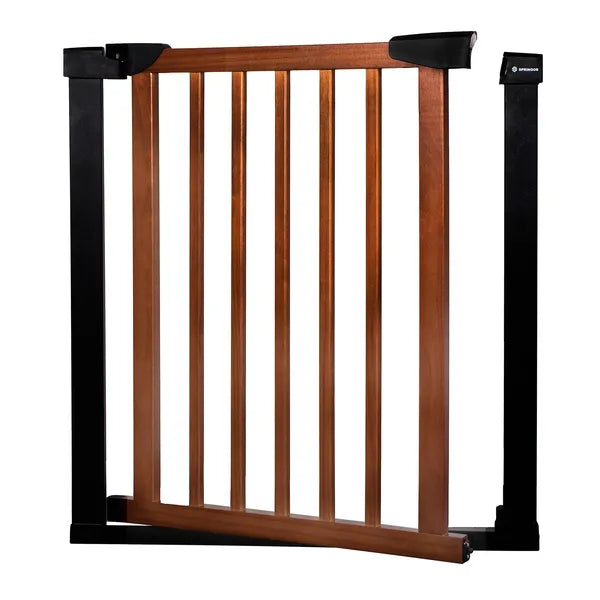 Biztonsági ajtórács, automatikus záródás, 75-82 cm, fém-fa
