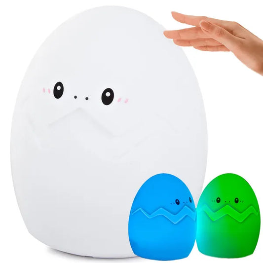 LED szilikon tojás éjszakai lámpa gyerekeknek, érintéses RGB fény, AAA elemes