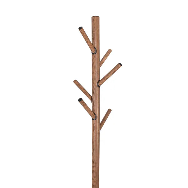 Álló ruhafogas, fekete-fa hatású, fém, 180 cm, 6 akasztó